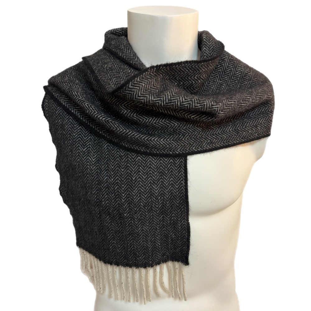 Ann Taylor Herringbone Scarf โ Merino Wool & Angora โ Made in Scotland